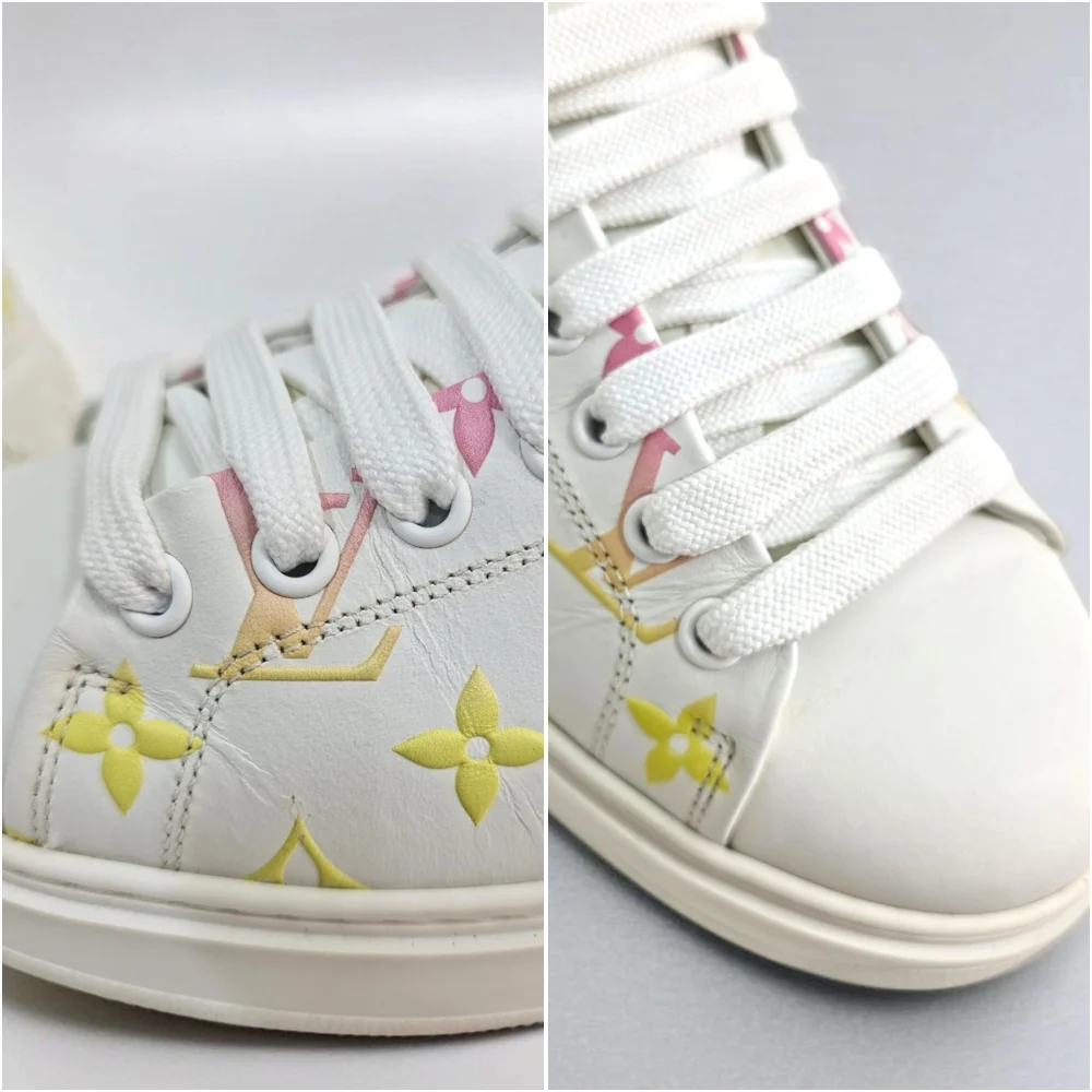 Louis Vuitton Time Out Sneaker Pastel Monogram White Pink Yellow Shoes